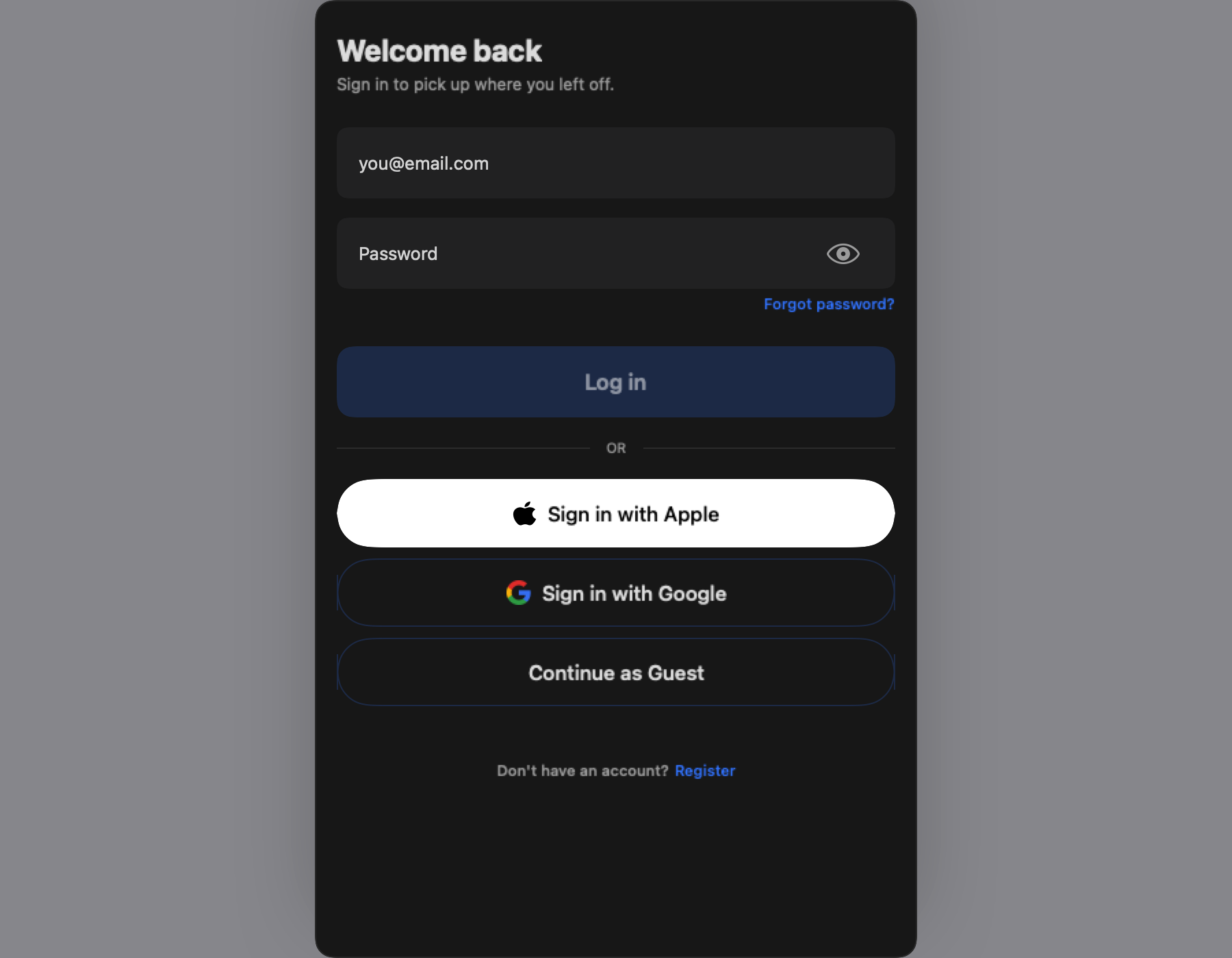 Auth — macOS screenshot 1