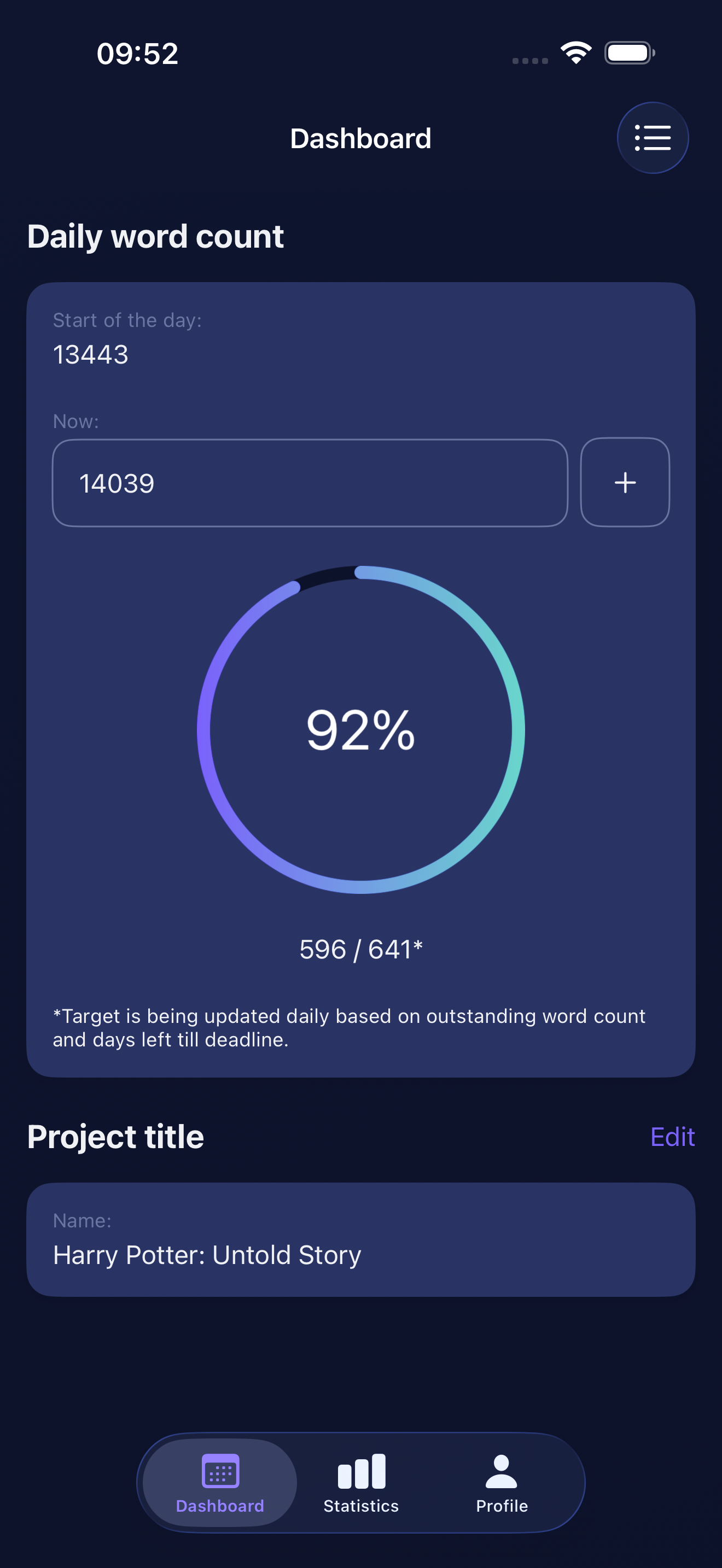 Word Tracker — iOS screenshot 1