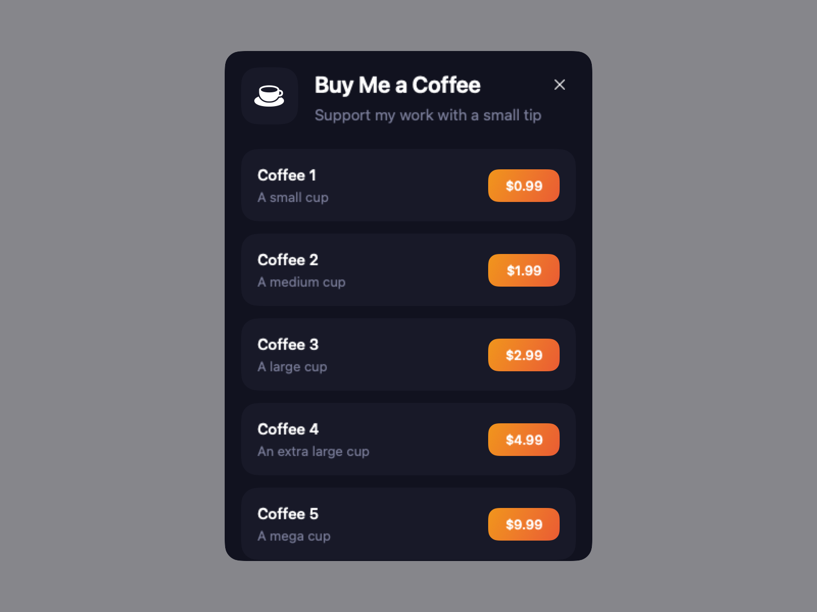 Buy Me Coffee — macOS screenshot 1